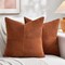 2-Pack Rust Boho Decorative Throw Pillow Covers 18x18 Inch (45x45 cm), Soft Corduroy Patchwork Textured Cushion Cases for Couch, Bed, Sofa, Farmhouse Fall Home Decor